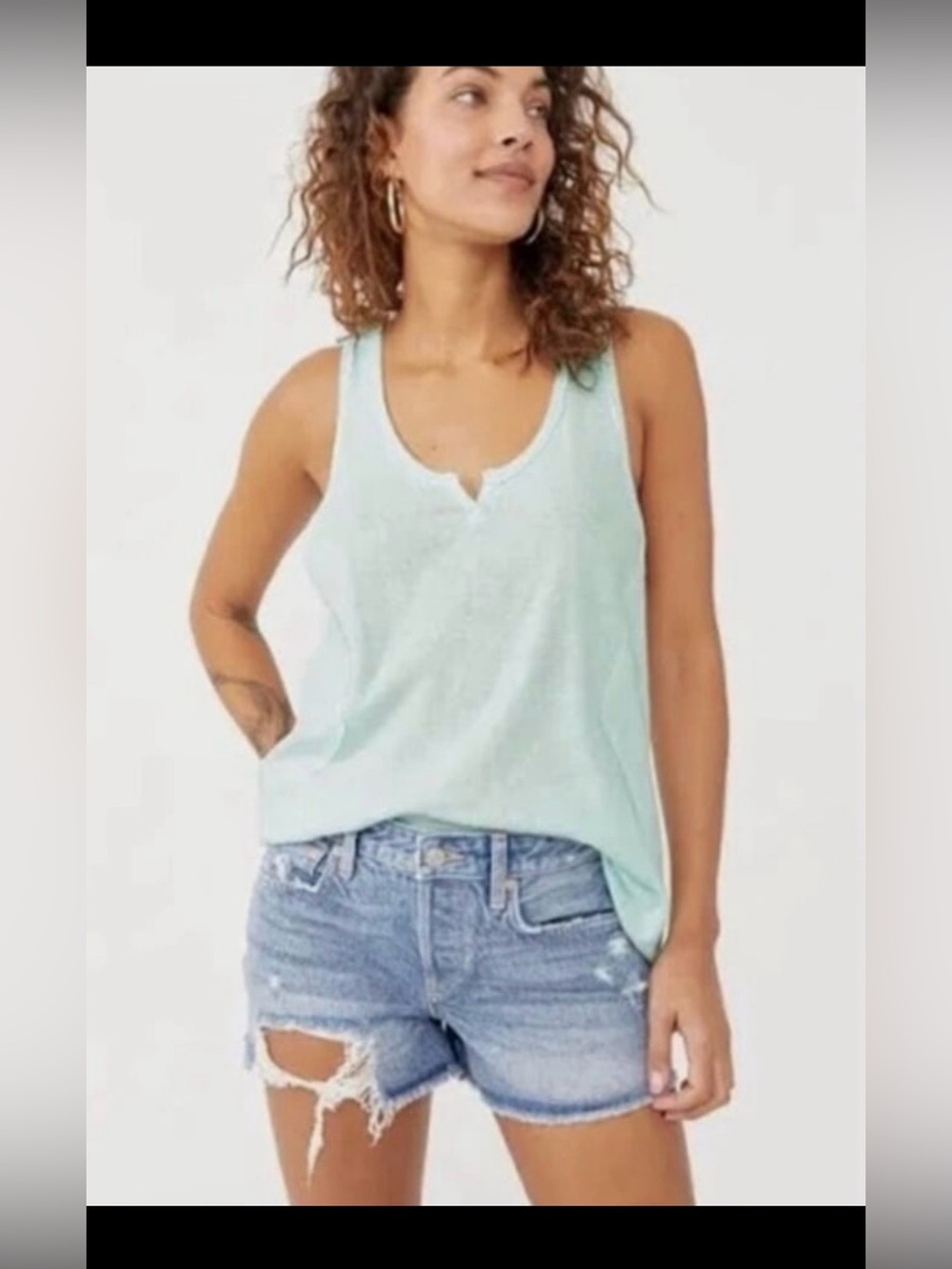 Free People Mint Scoop Neck Tank
